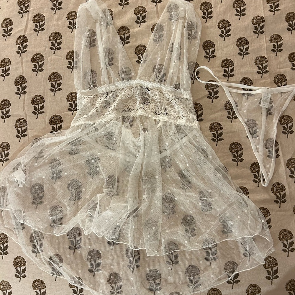 Sheer White Lace Lingerie Set